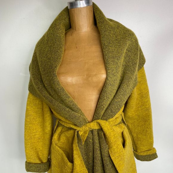 Maille Girl Apple Green Wool-Blend Fabiola Coat 44 - Picture 4 of 7